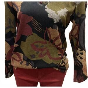 NEW BALI CORP. women's patterned v-neck top in multi